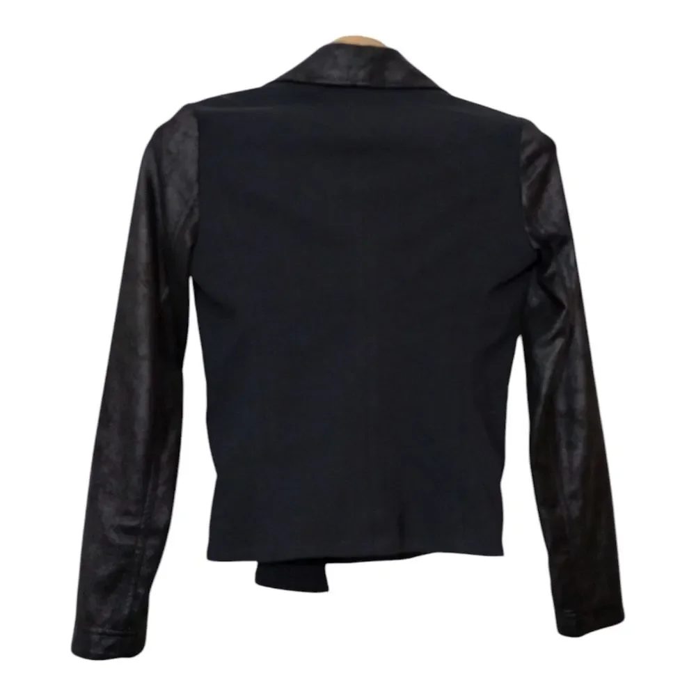 SW3 Bespoke Women's Zip-Front‎ Stretch Long Sleeve Moto Jacket Size P Black